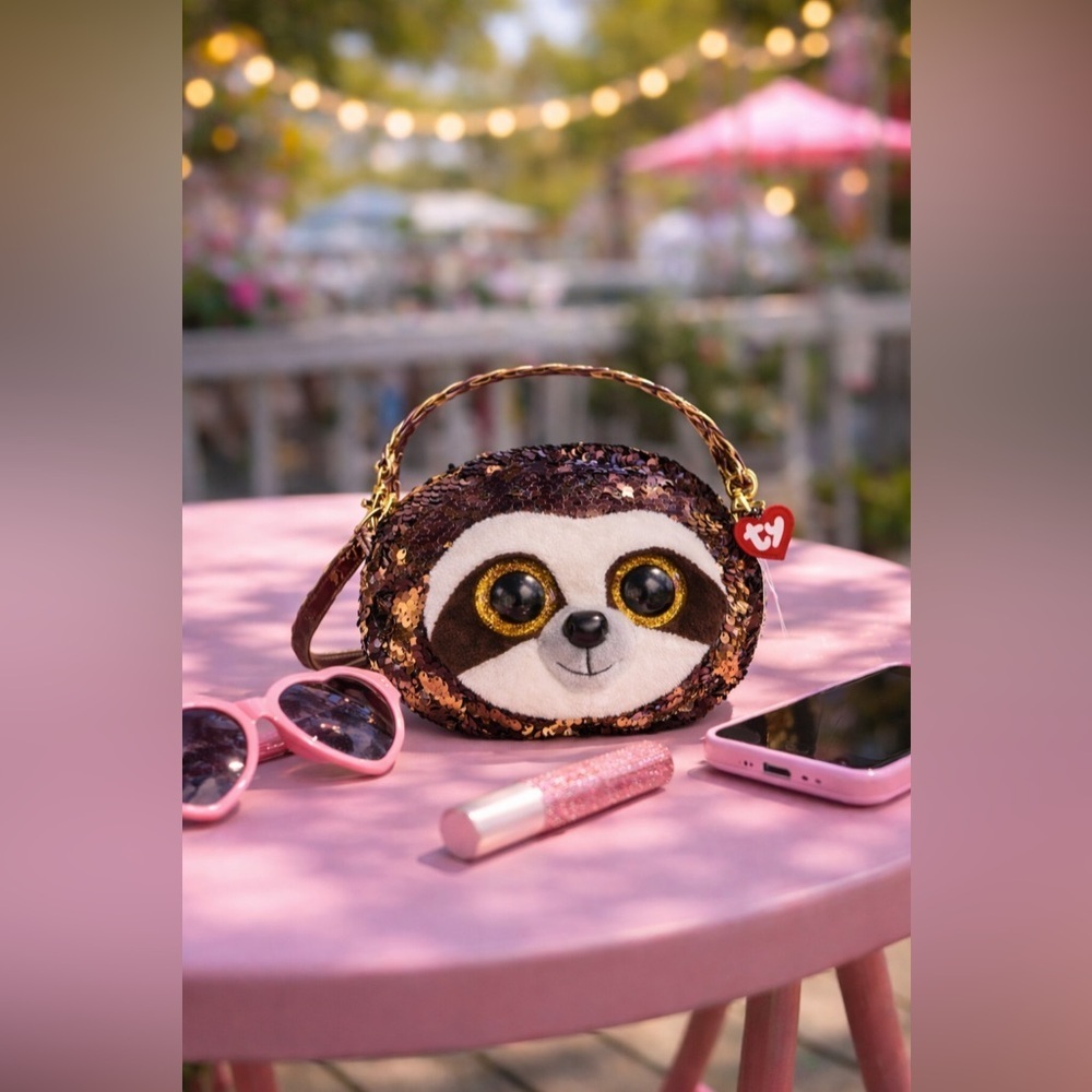 TY Fashion Dangler Sloth Flippy Sequin Purse | Plush Crossbody Toy Bag | NWT